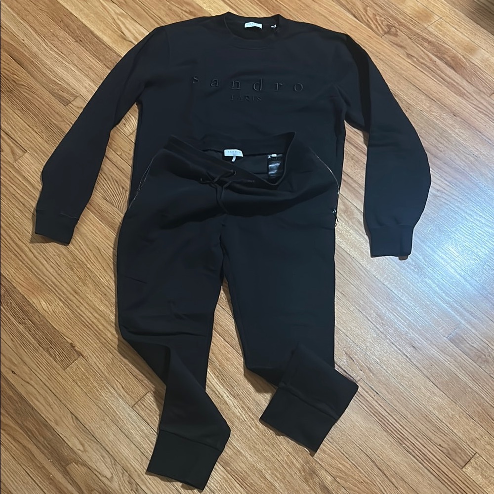 Sandro Black Sweatshirt and Joggers Set